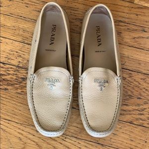 Prada nude leather size 36 loafers